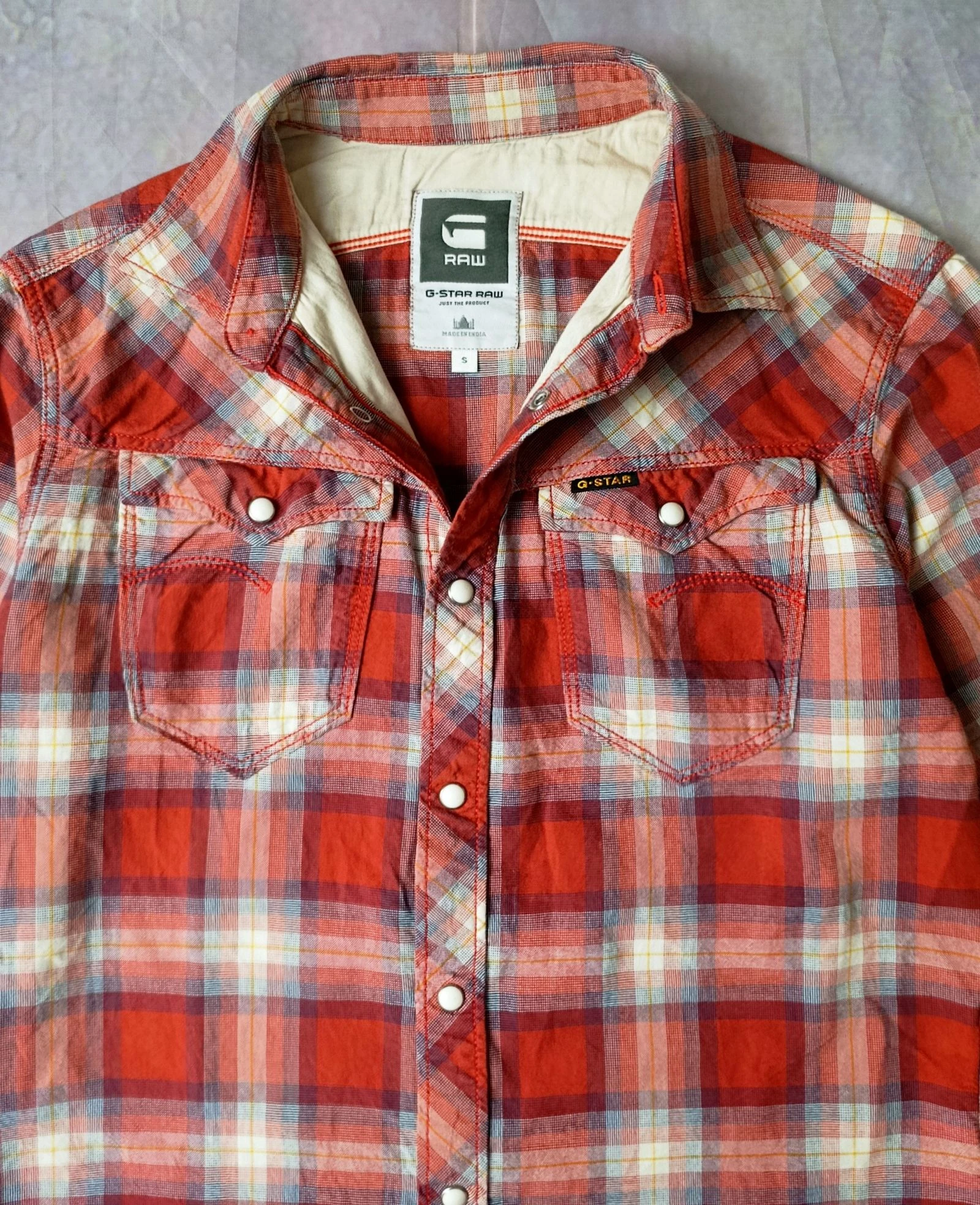 G-Star RAW ARC 3D Plaid Western Shirt Red Men's Size S Vintage Style – photo 2